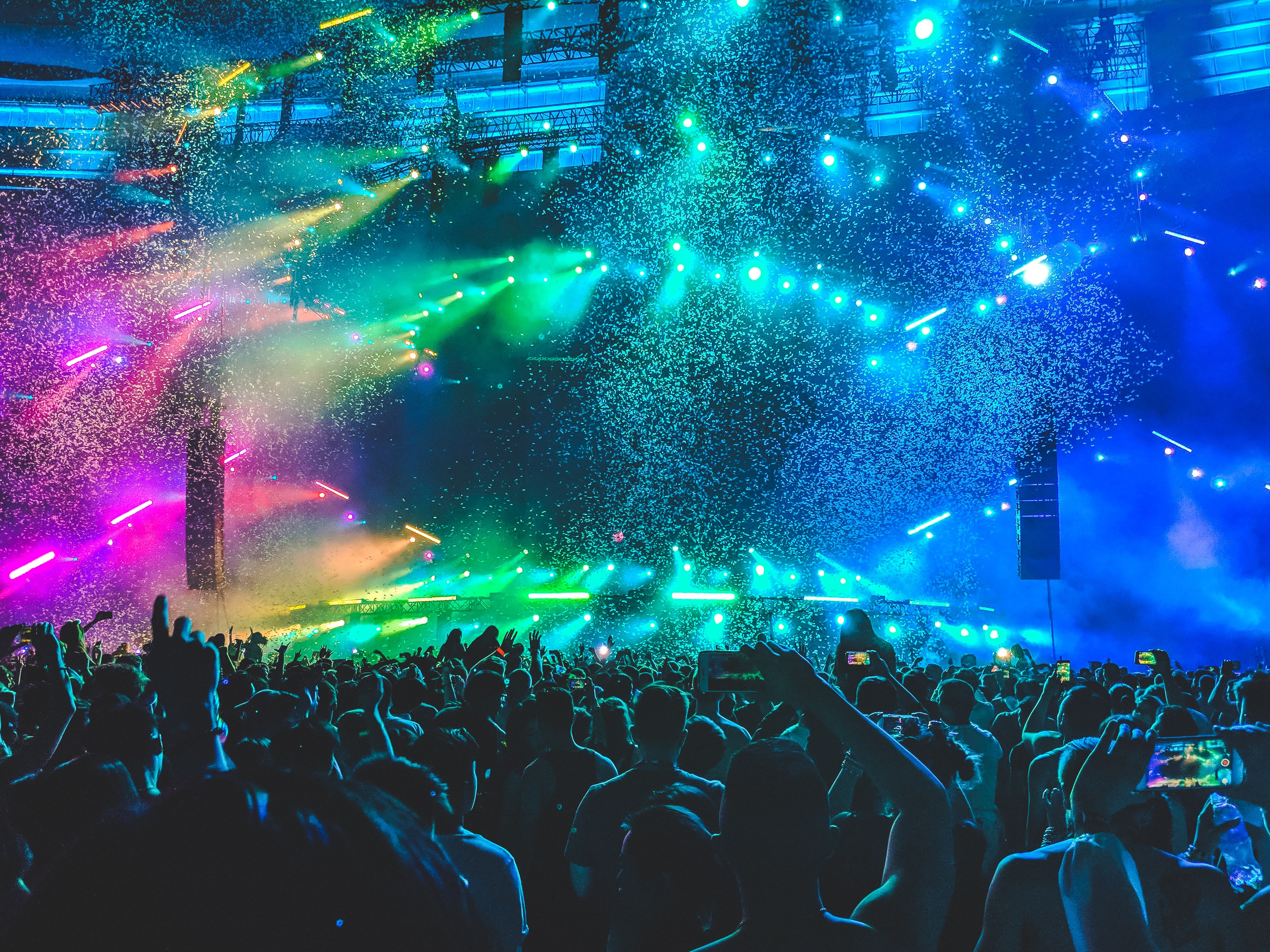 Confetti over a festival crowd